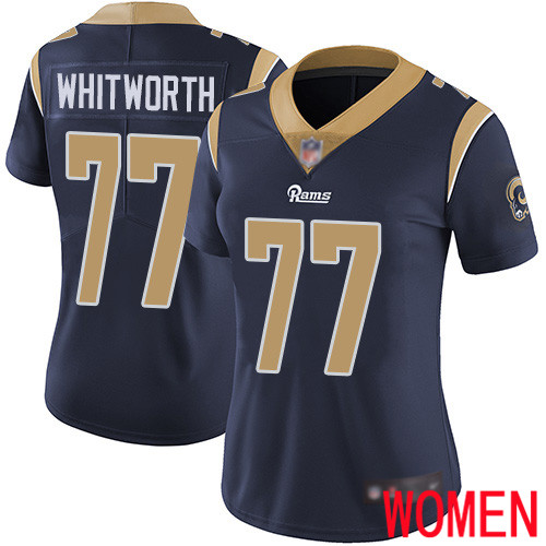 Los Angeles Rams Limited Navy Blue Women Andrew Whitworth Home Jersey NFL Football 77 Vapor Untouchable